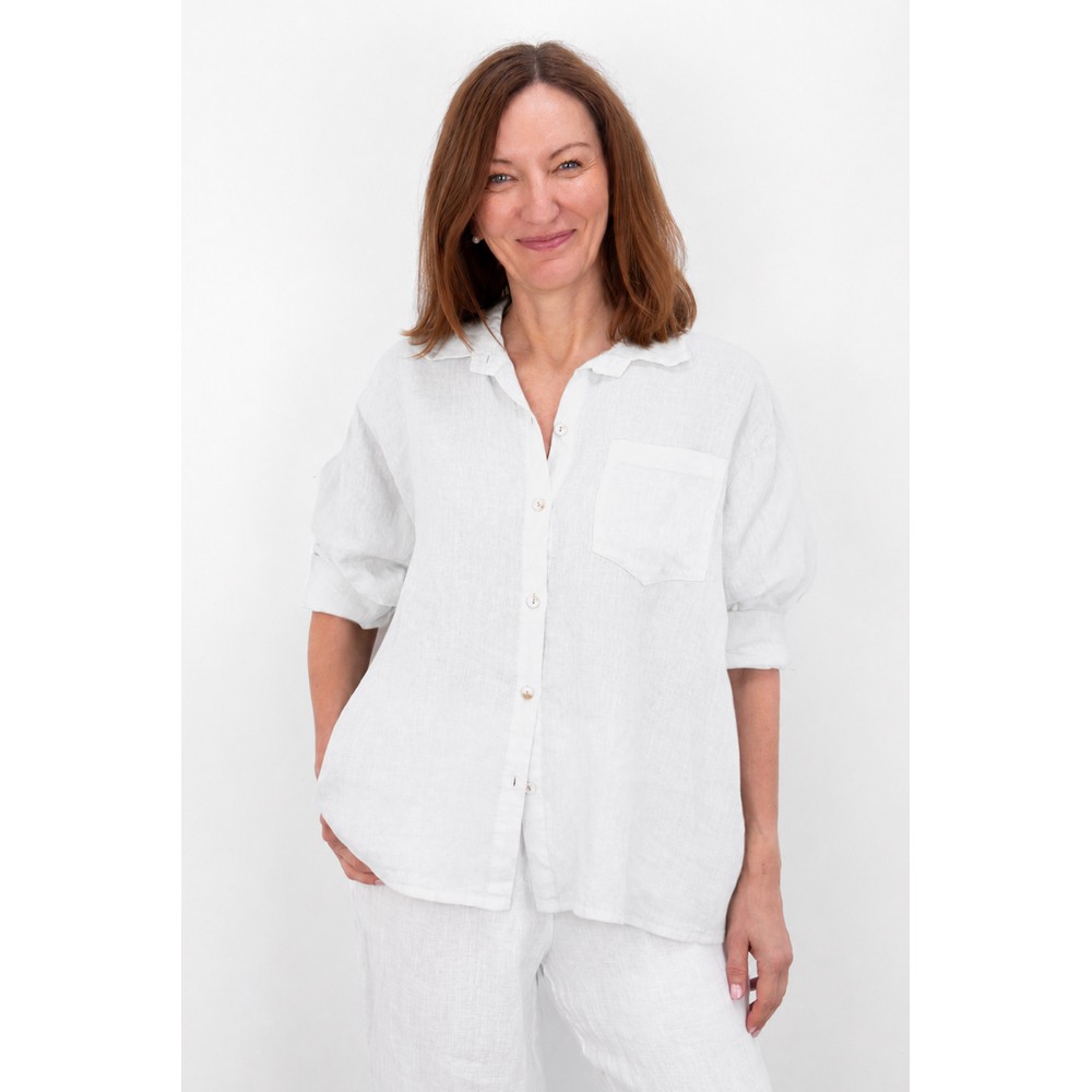 Amazing Woman Filippa White Linen Shirt White 