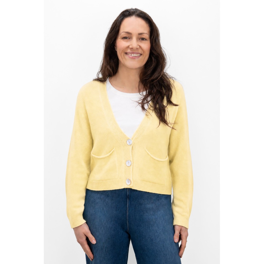 Amazing Woman Pookie Cropped Supersoft Knit Cardigan Summer Yellow
