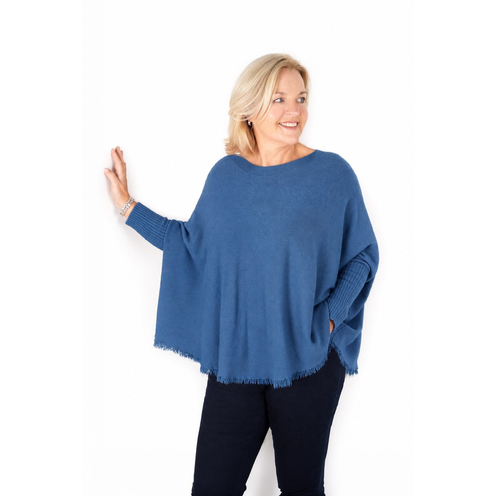 Amazing Woman Fringe Round Neck Knit Jumper Summer Blue
