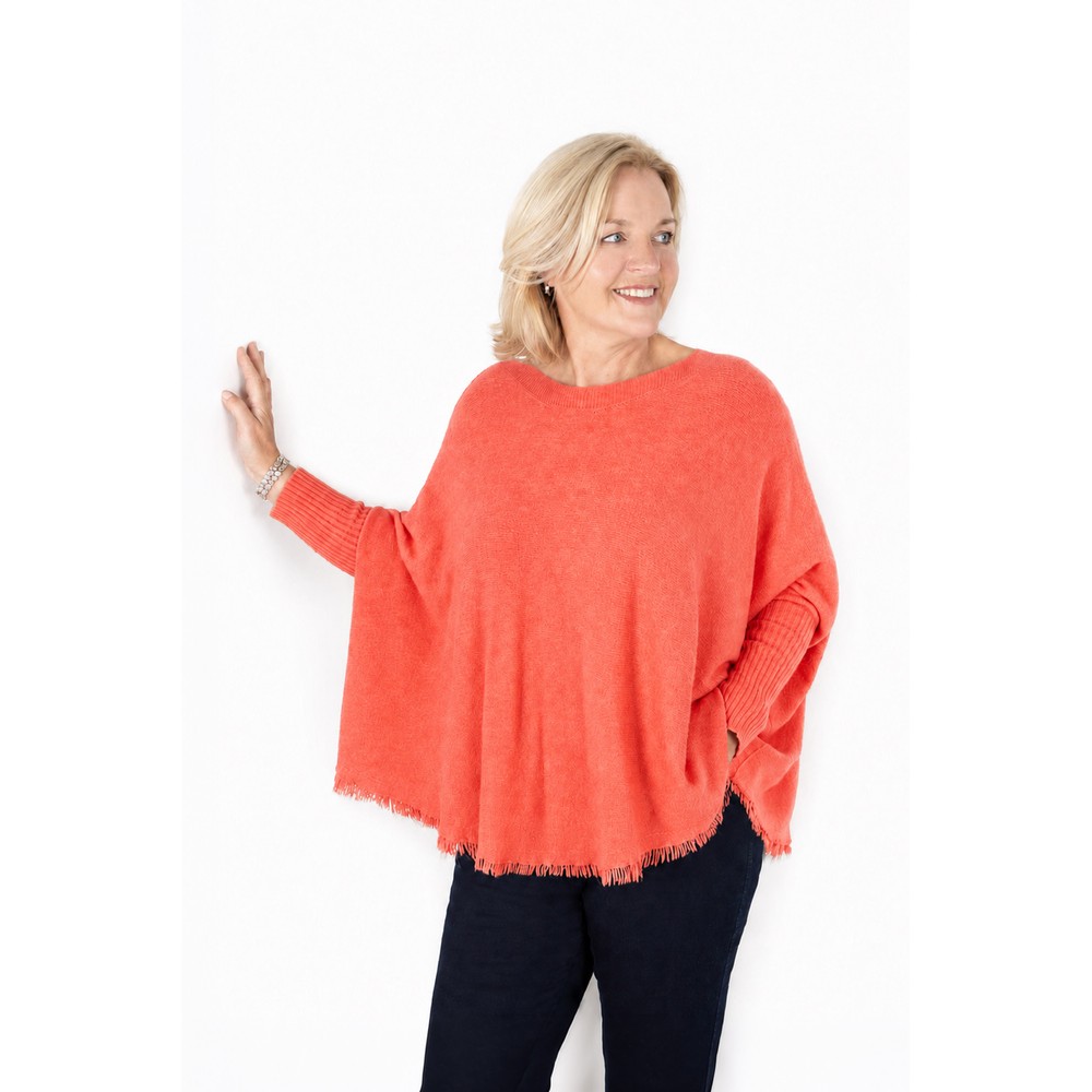 Amazing Woman Fringe Round Neck Knit Jumper Summer Orange