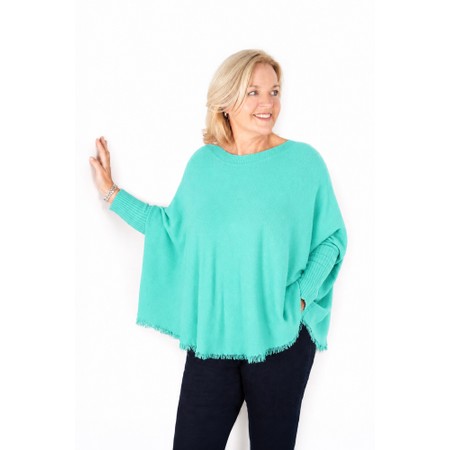 Amazing Woman Fringe Round Neck Knit Jumper - Turquoise