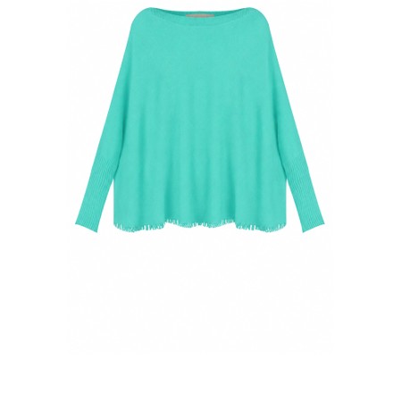 Amazing Woman Fringe Round Neck Knit Jumper - Turquoise