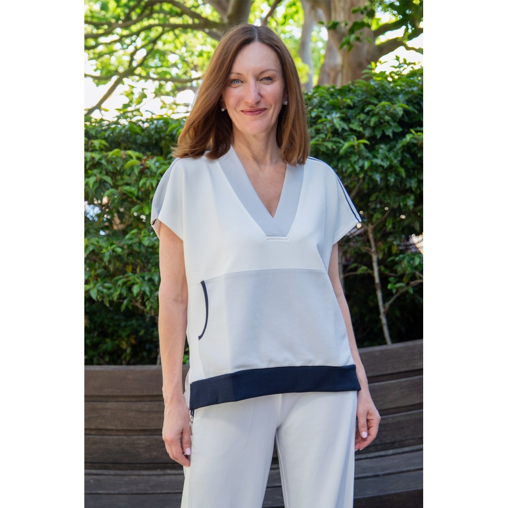 Naya Naya Contrast Pocket Top Silver / French Blue