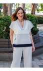 Naya Silver / French Blue Naya Contrast Pocket Top  