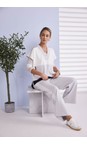 Naya Silver / French Blue Naya Contrast Panel Trouser  
