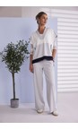Naya Silver / French Blue Naya Contrast Panel Trouser  