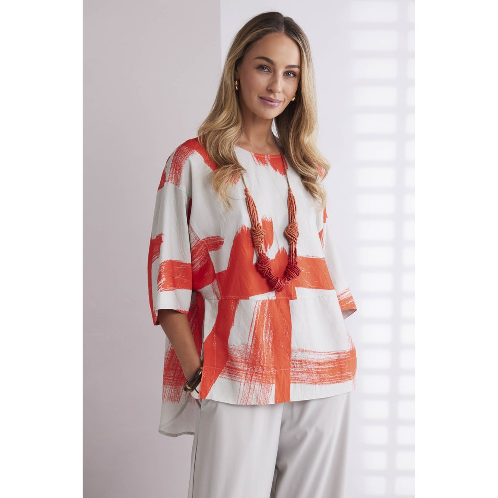 Naya Naya Paintwork Print Top Camellia