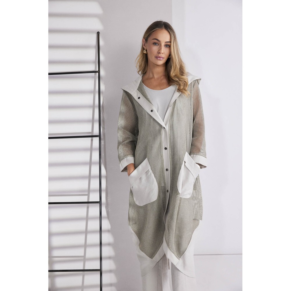 Naya Naya Mesh Hooded Coat Ash