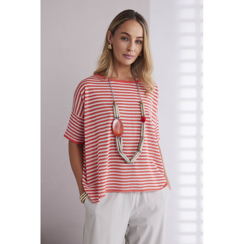 Naya Naya Striped Knit Top Camellia