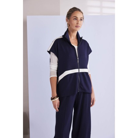 Naya Naya High Neck Contrast Zip Up Top - Blue