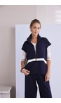 Naya French Blue / White Naya High Neck Contrast Zip Up Top  