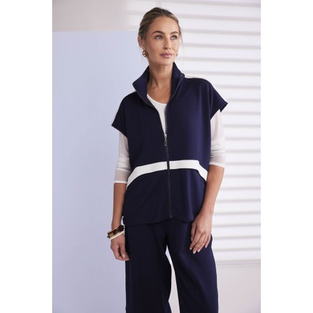 Naya Naya High Neck Contrast Zip Up Top - Blue