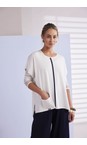 Naya White / Navy Naya Contrast Trim Knit  