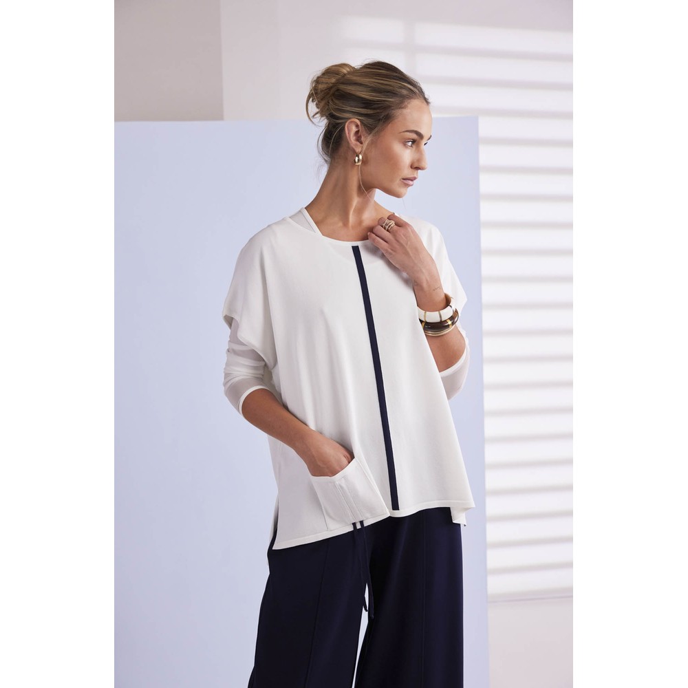 Naya Naya Contrast Trim Knit White / Navy