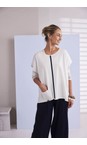 Naya White / Navy Naya Contrast Trim Knit  