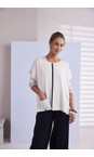 Naya White / Navy Naya Contrast Trim Knit  