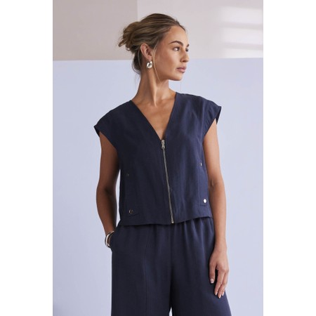 Naya Naya Zip Through Pocket Detail Top - Blue