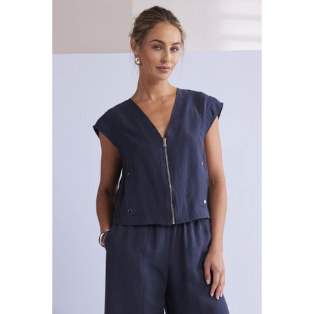 Naya Naya Zip Through Pocket Detail Top - Blue