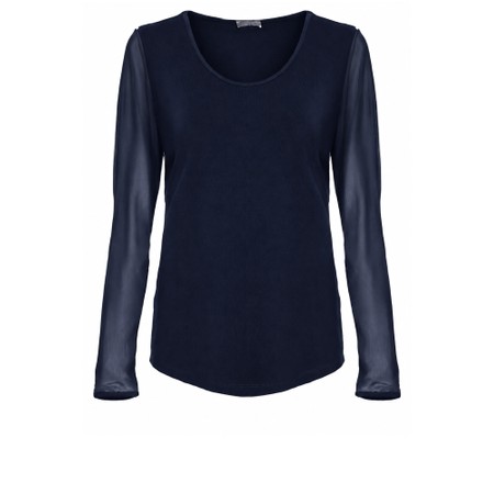 Naya Naya French Blue Jersey Mesh Sleeve Top - Blue