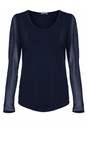 Naya French Blue Naya French Blue Jersey Mesh Sleeve Top  