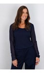 Naya French Blue Naya French Blue Jersey Mesh Sleeve Top  
