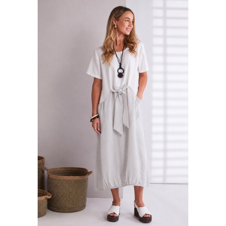 Naya Naya Off White And Ash Contrast Belted Dress - Off-White