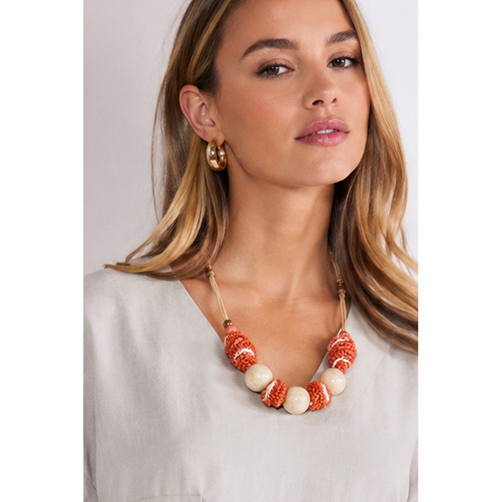 Naya Naya Large Beaded Knot Necklace Metallic