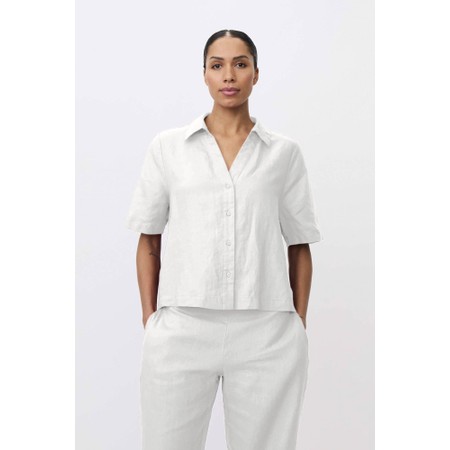 Masai Clothing MaIryssa White Solid Linen Shirt - White