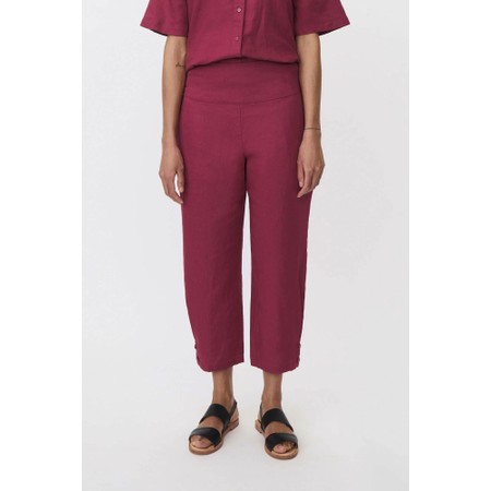 Masai Clothing MaPenna Beet Red Linen Tapered Trouser - Red