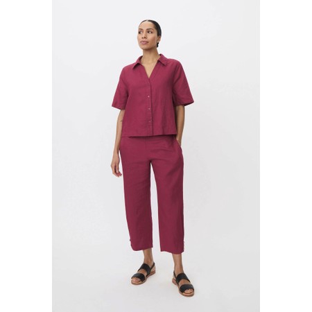Masai Clothing MaPenna Beet Red Linen Tapered Trouser - Red