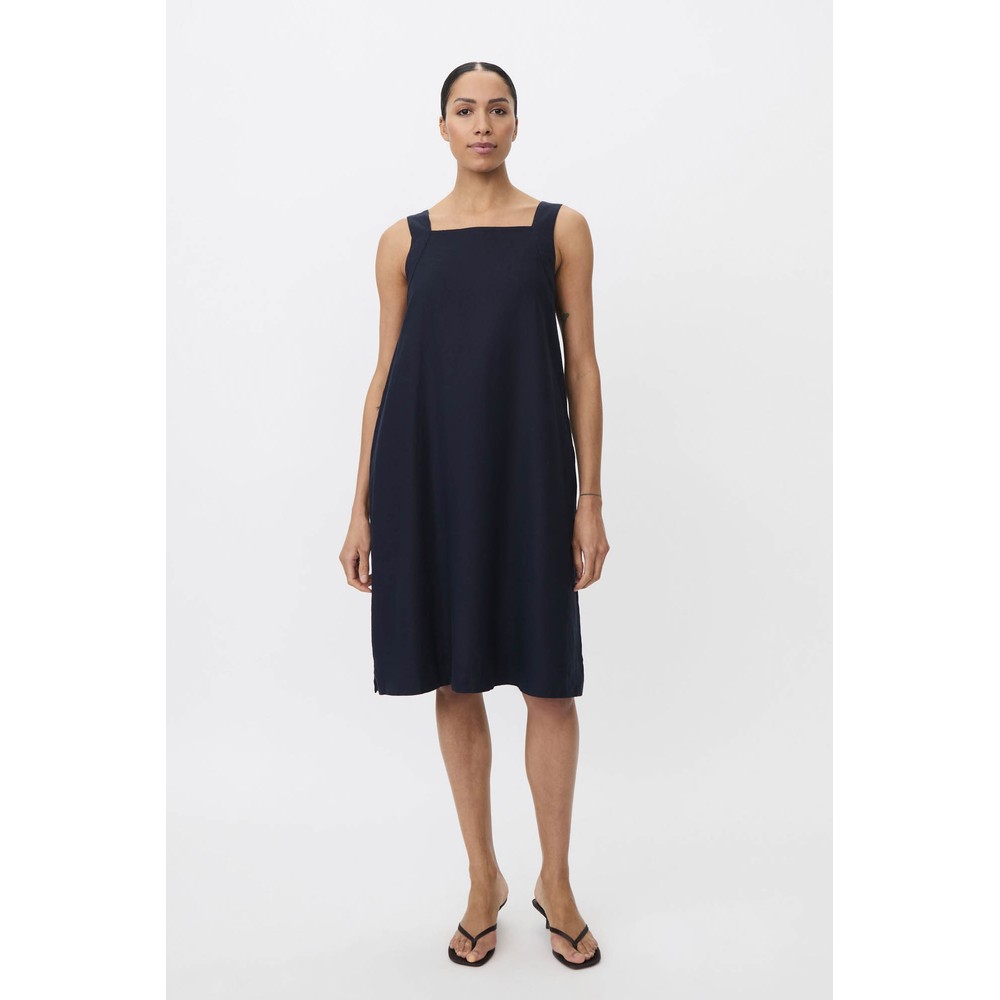 Masai Clothing MaNoriane Solid Linen Dress Navy
