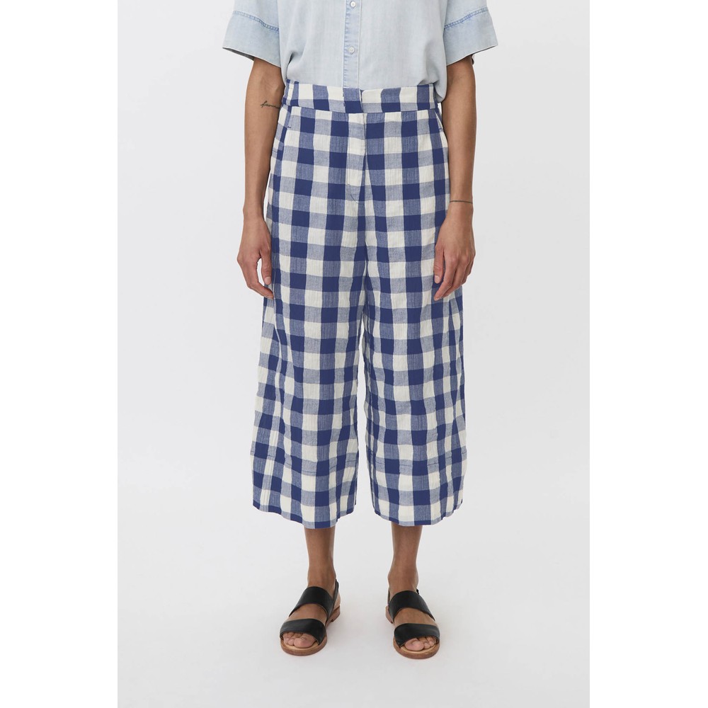 Masai Clothing MaPortia Gingham Check Trouser Medieval Blue