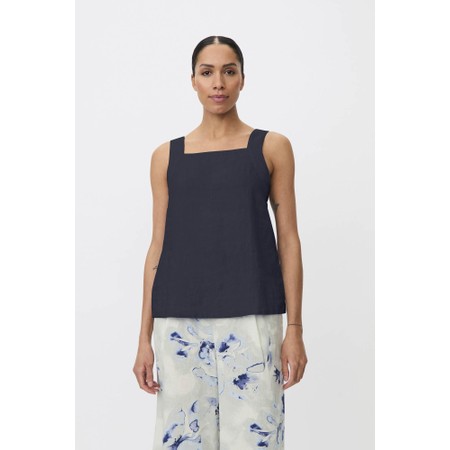 Masai Clothing MaDisa Solid Linen Top - Blue