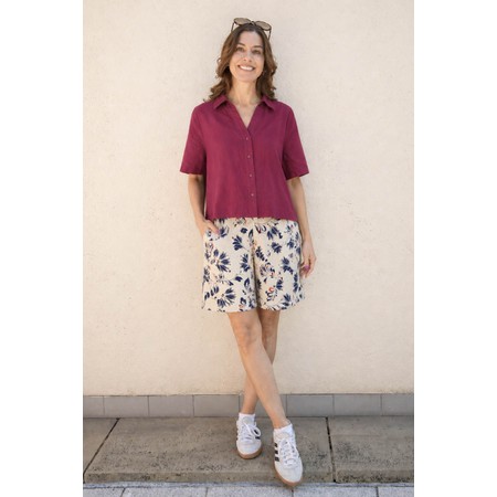 Masai Clothing MaPauletta Medieval Blue Print Shorts - Blue