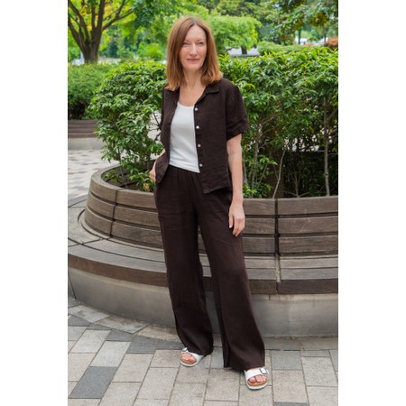 Amazing Woman Odie Long Choko Wide Leg Linen Trousers - Multicoloured