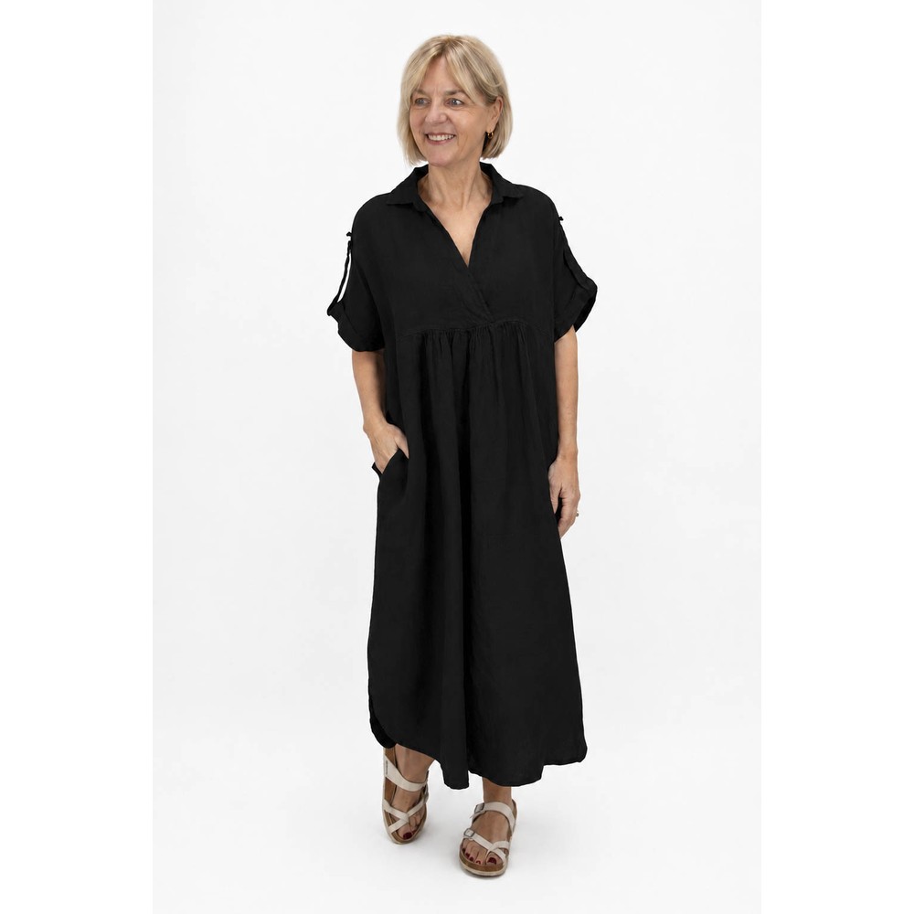 Amazing Woman Camile Black Linen Dress Black 
