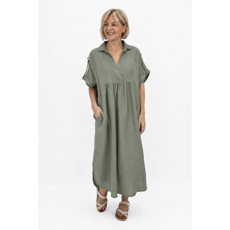 Amazing Woman Camile Khaki Linen Dress - Green