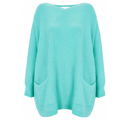 Amazing Woman Caryf X Summer Turquoise Round Neck Oversized Jumper - Turquoise