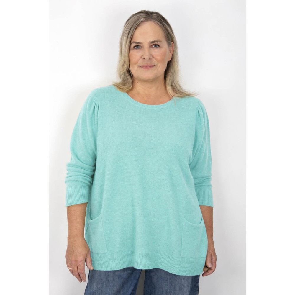 Amazing Woman Caryf X Summer Turquoise Round Neck Oversized Jumper Summer Turquoise