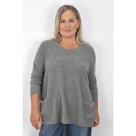 Amazing Woman Caryf X Grey Marl Round Neck Oversized Jumper - Grey