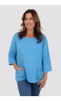 Amazing Woman Blue Edie Blue 2 Pocket Linen Top  