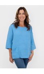 Amazing Woman Blue Edie Blue 2 Pocket Linen Top  