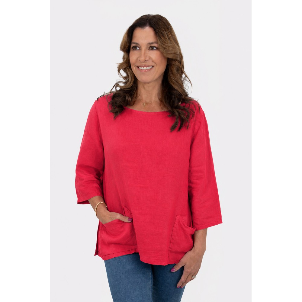 Amazing Woman Edie Fragola 2 Pocket Linen Top Fragola