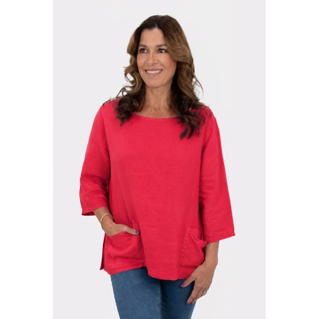 Amazing Woman Edie Fragola 2 Pocket Linen Top - Red