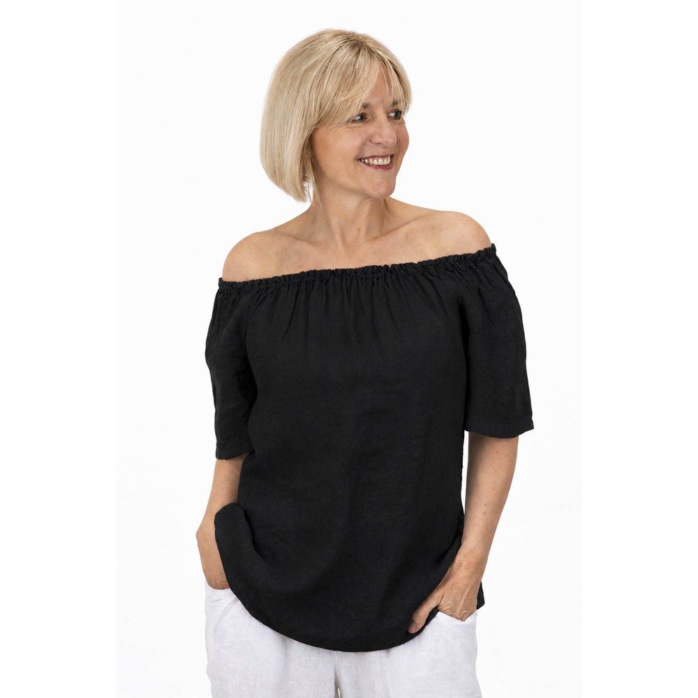 Amazing Woman Ellie Black Linen Top Black 