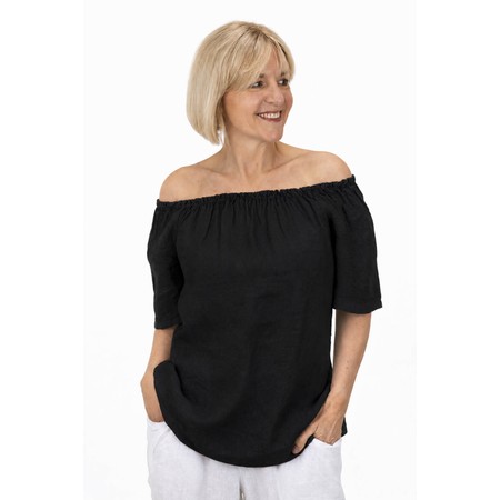 Amazing Woman Ellie Black Linen Top - Black