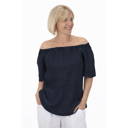 Amazing Woman Ellie Navy Linen Top - Blue