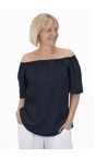 Amazing Woman Navy Ellie Navy Linen Top  