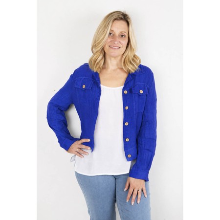 Amazing Woman Kara Royal Blue Lightweight Linen Western Jacket - Blue