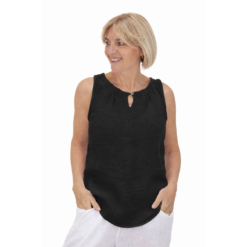 Amazing Woman Laura Black Linen Top Black 